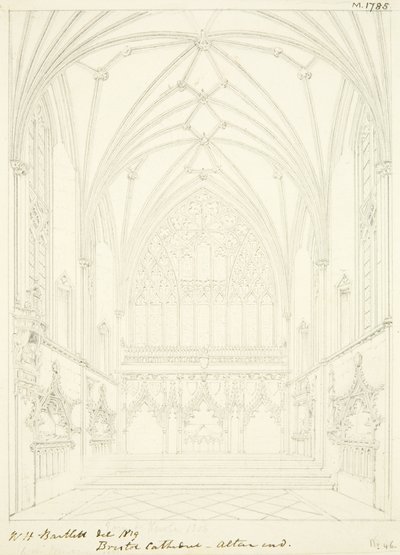 Capilla de la Virgen de la Catedral de Bristol mirando al este de William Henry Bartlett