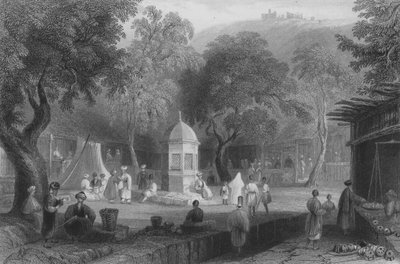 Escena de mercado y fuente, Antioquía de William Henry Bartlett