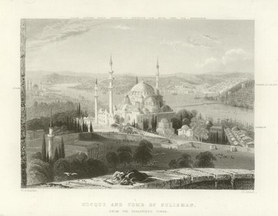 Mezquita y Tumba de Suleiman, Constantinopla de William Henry Bartlett