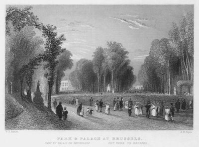 Parque y Palacio en Bruselas (grabado) de William Henry Bartlett
