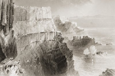 Acantilado de Plaiskin, cerca de la Calzada del Gigante, Condado de Antrim, Irlanda del Norte, de 