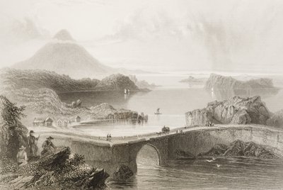 Puente de pontones en Lough Conn, Condado de Mayo, Irlanda, de 