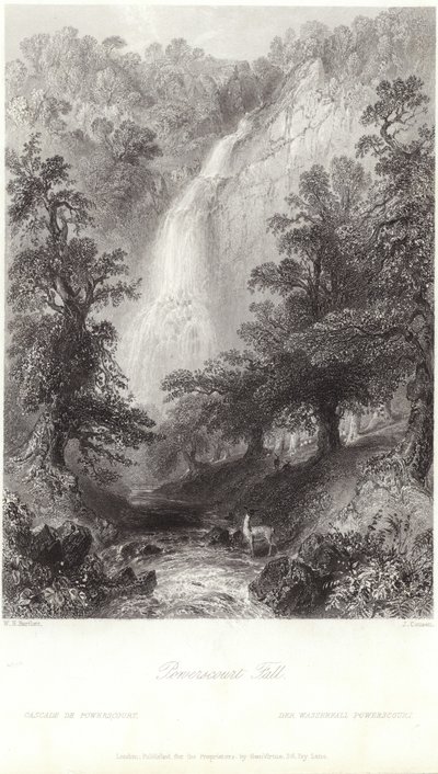 Cascada Powerscourt en el río Dargle de William Henry Bartlett