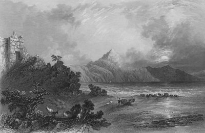 Restos del puerto de Seleucia, cerca de Suadeah, Monte Casio en la distancia de William Henry Bartlett