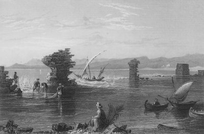 Restos del puerto de Tiro de William Henry Bartlett