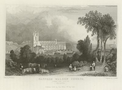 Iglesia de Saffron Walden, desde el sur, Essex de William Henry Bartlett
