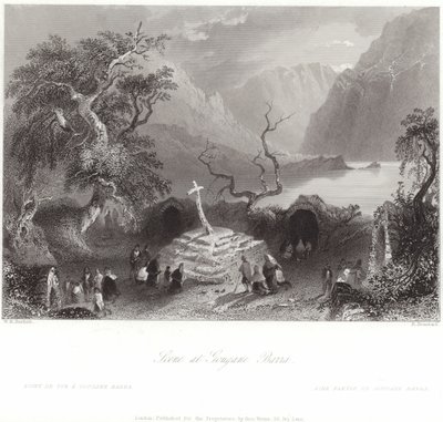Escena en Gougane Barra en el condado de Cork de William Henry Bartlett