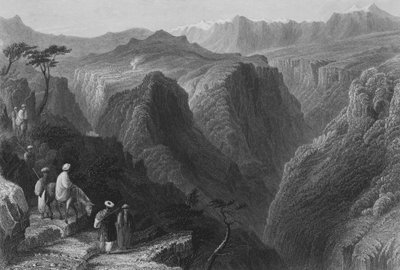 Escena en el Monte Líbano, sobre el Valle de Kadesha, o Valle Sagrado de William Henry Bartlett