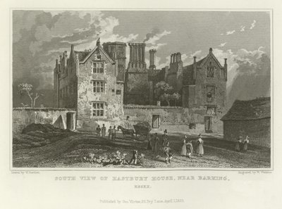 Vista sur de Eastbury House, cerca de Barking, Essex de William Henry Bartlett