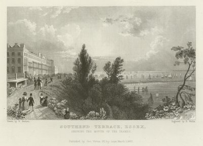 Terraza de Southend, Essex, mostrando la desembocadura del Támesis de William Henry Bartlett
