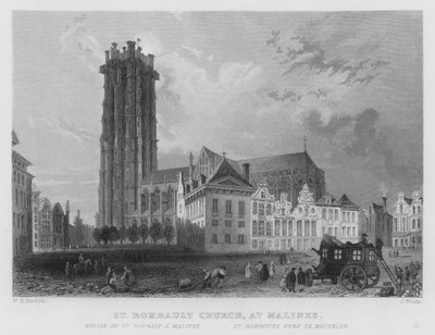 Iglesia de San Rombault en Malinas de William Henry Bartlett