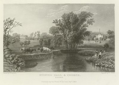 Stisted Hall y la Iglesia, Essex de William Henry Bartlett