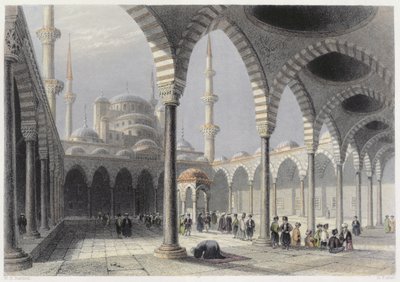 El patio de la mezquita del sultán Achmet, Estambul, grabado por S. Fisher, c.1850 de William Henry Bartlett