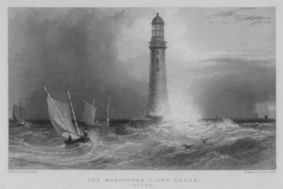 El faro de Eddystone, Devon (grabado) de William Henry Bartlett