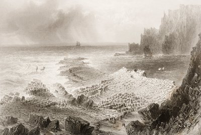 La Calzada del Gigante desde arriba, Condado de Antrim, Irlanda del Norte, de 
