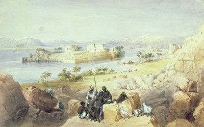 La Isla de Filae, mirando hacia el río Nilo de William Henry Bartlett