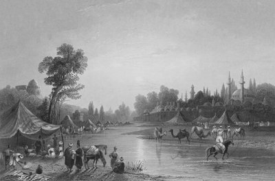 El río Barrada, el antiguo Farfar, un río de Damasco de William Henry Bartlett