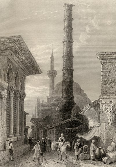 El Tchernberle Tash, Constantinopla, Estambul, Turquía, grabado por J. Carter de William Henry Bartlett
