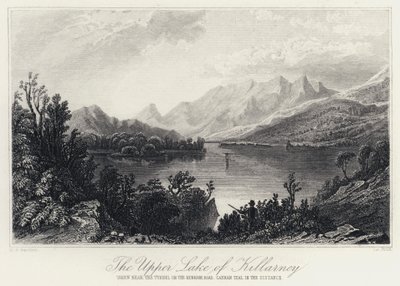 El Lago Superior de Killarney, tomado cerca del Túnel en la Carretera de Kenmare, Carran Tual en la distancia de William Henry Bartlett