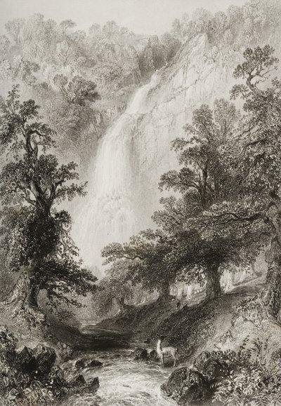 La cascada, Powerscourt, Condado de Wicklow, Irlanda, de 