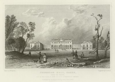 Thorndon Hall, Essex, desde el Norte, Sede de Lord Petrie de William Henry Bartlett