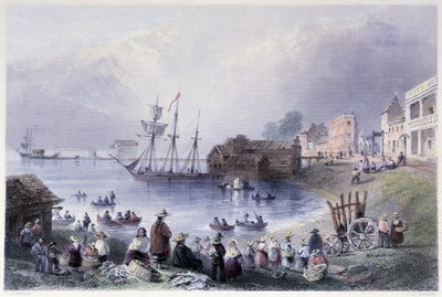 El primer mercado de Toronto - en "Canadian scenery illustrated" por Bartlett W. H. de William Henry Bartlett