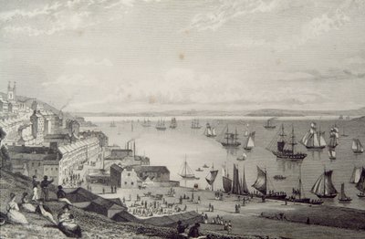 Vista del puerto de Cobh, mirando hacia Rostellan, Condado de Cork, Irlanda en la década de 1830, de 