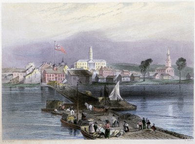 Vista de Cobura y transporte de madera - en "Canadian Scenery illustrated" por William Henri Barlett, ed. George Virtue de William Henry Bartlett