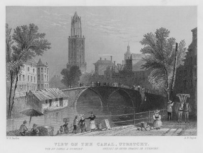 Vista en el Canal, Utrecht de William Henry Bartlett