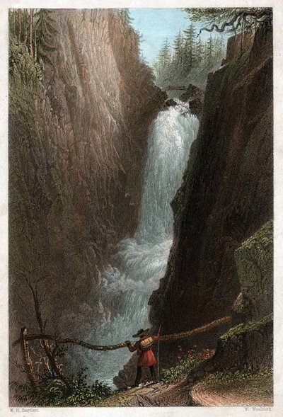 Cascadas del Aar (grabado, ca. 1850) de William Henry Bartlett