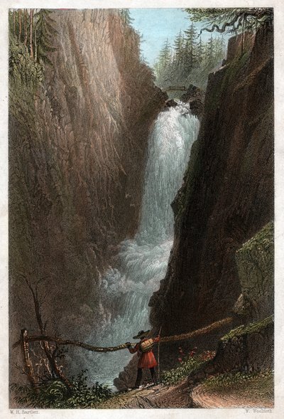 Cascadas del Aar, en el macizo Aar Gotthard, Alpes Suizos. circa 1850 de William Henry Bartlett