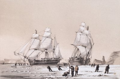 Apariencia notable en el cielo siempre opuesta al sol (arriba) y El Pulgar del Diablo, barcos perforando y maniobrando en el hielo (abajo) de 