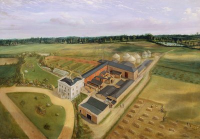 Tiptree Hall y Granja, Essex, c.1850-60 de William Henry Browne