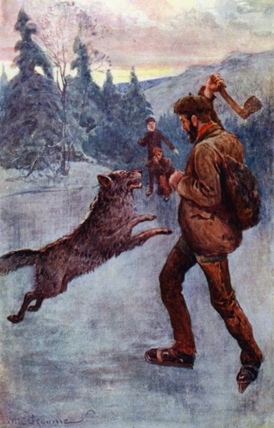 "Disparó; y la bestia, en el momento en que estaba haciendo su salto, cayó, gruñendo y siseando" de William Henry Charles Groome