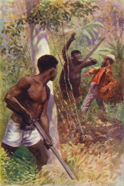 Ilustración para Los cazadores de gorilas de R. M. Ballantyne de William Henry Charles Groome