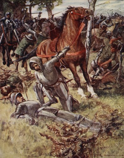 Luego dejando la vida, el Conde Percy tomó al hombre muerto de la mano, de Ballads of Famous Fights, Primera Edición, 1920 de William Henry Charles Groome