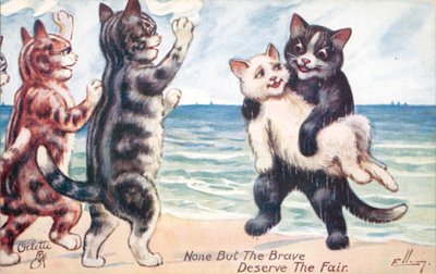 Postal humorística de gatos (litografía en color) de William Henry Ellam
