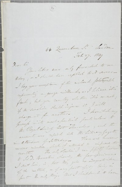 Carta firmada de William Henry Fox Talbot a James David Forbes, 1839 de William Henry Fox Talbot