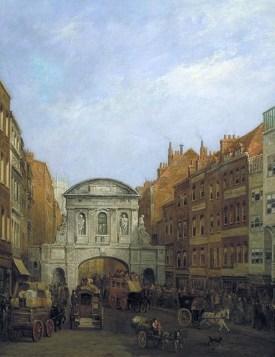 Temple Bar desde el Strand, Londres, 1873 de William Henry Haines