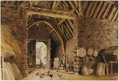 Interior de un granero de William Henry Hunt