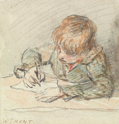 Un niño escribiendo de William Henry Hunt