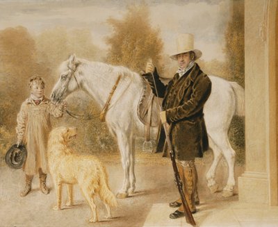Un deportista con un niño, un pony y un perro, 1827 de William Henry Hunt