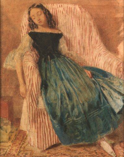 Niña dormida en una silla de William Henry Hunt