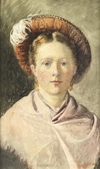 Dama con sombrero de plumas de William Henry Hunt