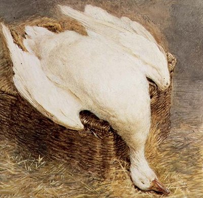 Naturaleza Muerta de un Ganso Muerto con una Cesta de William Henry Hunt
