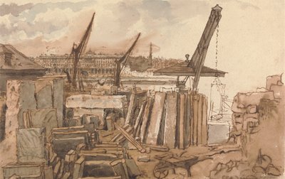 La construcción del puente de Waterloo de William Henry Hunt