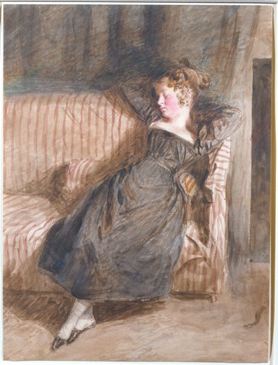 Niña joven dormida en un sofá de William Henry Hunt