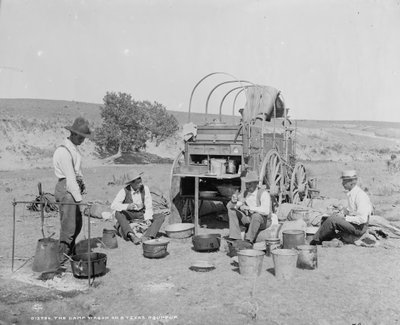 Carro de campamento en una ronda de Texas, c.1900 de William Henry Jackson