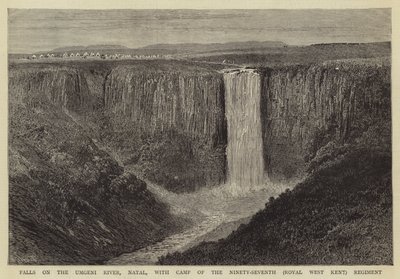 Cataratas en el río Umgeni, Natal, con campamento del Noventa y Siete Regimiento (Royal West Kent) de William Henry James Boot