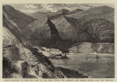 Accidente Grave en Niza, el Punto en la Carretera donde el Carruaje y los Caballos cayeron por el Precipicio de William Henry James Boot